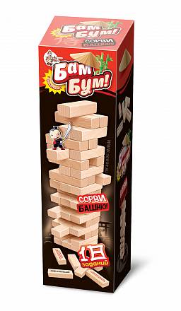 Игра настольная для взрослых и детей «Бам-Бум. Падающая башня с фантами» 
